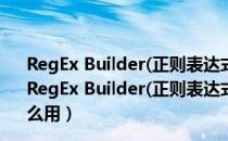 RegEx Builder(正则表达式自动生成器) v2.0 汉化中文版（RegEx Builder(正则表达式自动生成器) v2.0 汉化中文版怎么用）