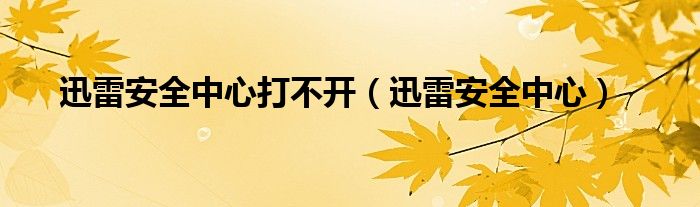 迅雷安全中心打不开（迅雷安全中心）