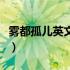 雾都孤儿英文简介加翻译（雾都孤儿英文简介）