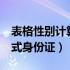 表格性别计算公式身份证（excel性别计算公式身份证）